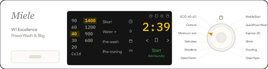 Miele WEB365 WCS control panel