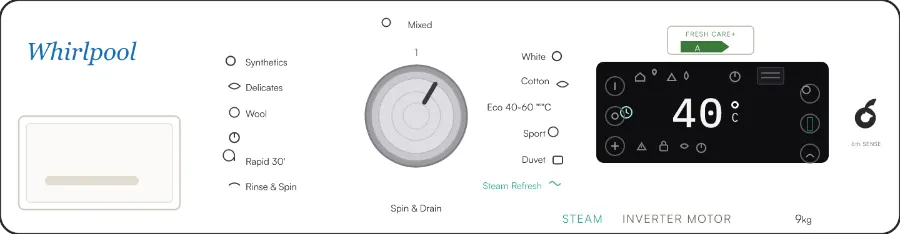 Whirlpool FFB 9469 BV UK control panel